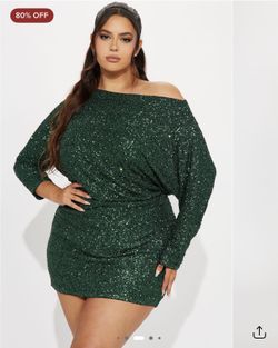 Green Sequins Dress 1XL