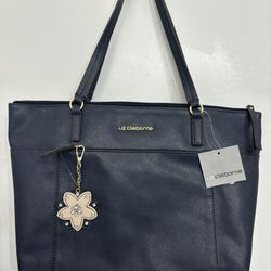 Liz Claiborne Navy Blue Lisa Tote Bag New With Tags 