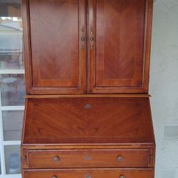 Late 20th Century French Louis XV Styled Cherry Veneer Secretary Desk and Storage