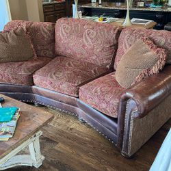 Leather and fabric sofa 98 Inches Long