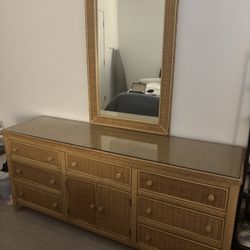 Rattan Dresser With Side Table 