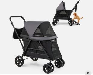 Dog Stroller for Medium Small Senior Elderly Dogs with Dual Entry-Black