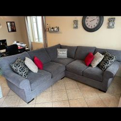 Gray Sectional Couch From Jerome's. Feathers Filled 