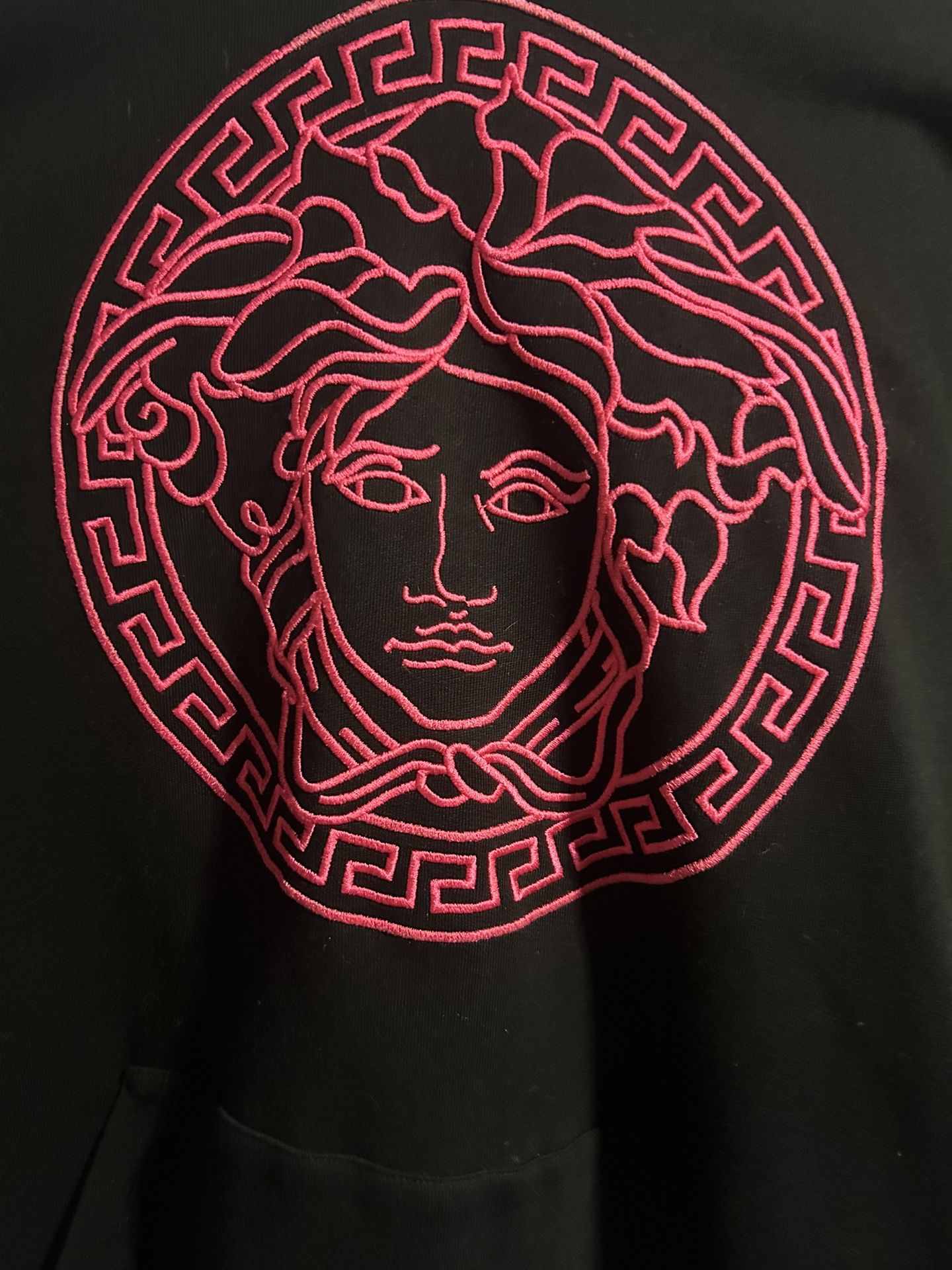 pink & black versace hoodie 