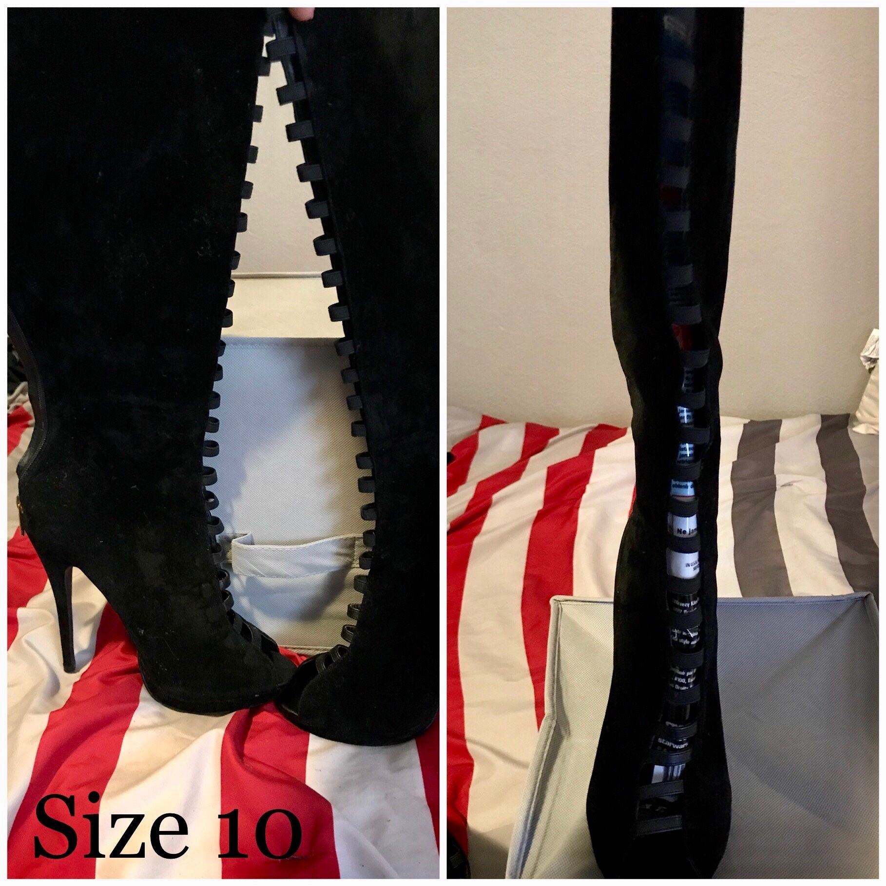 Knee high open toes heel