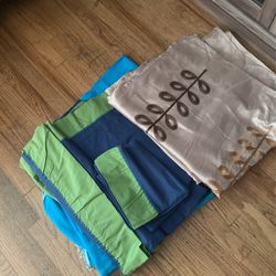 Free Blue , Green , Brown And White Curtains