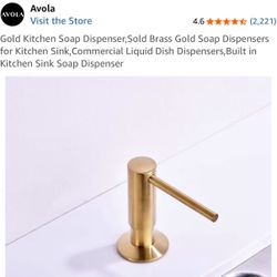 Kitchen Dish soap Dispenser, Gold Brass, New
