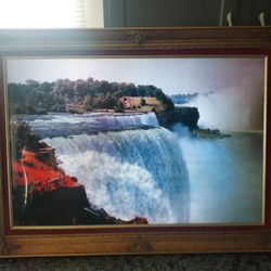 Vintage Framed Motion Waterfall Picture