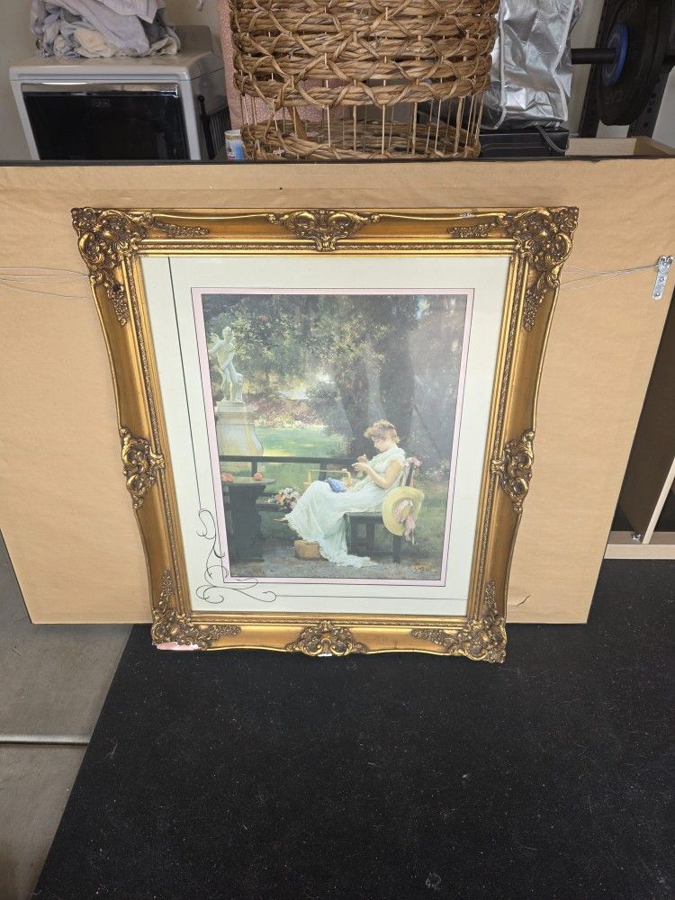 Large Ornate Framed Art – Classic Gold Frame