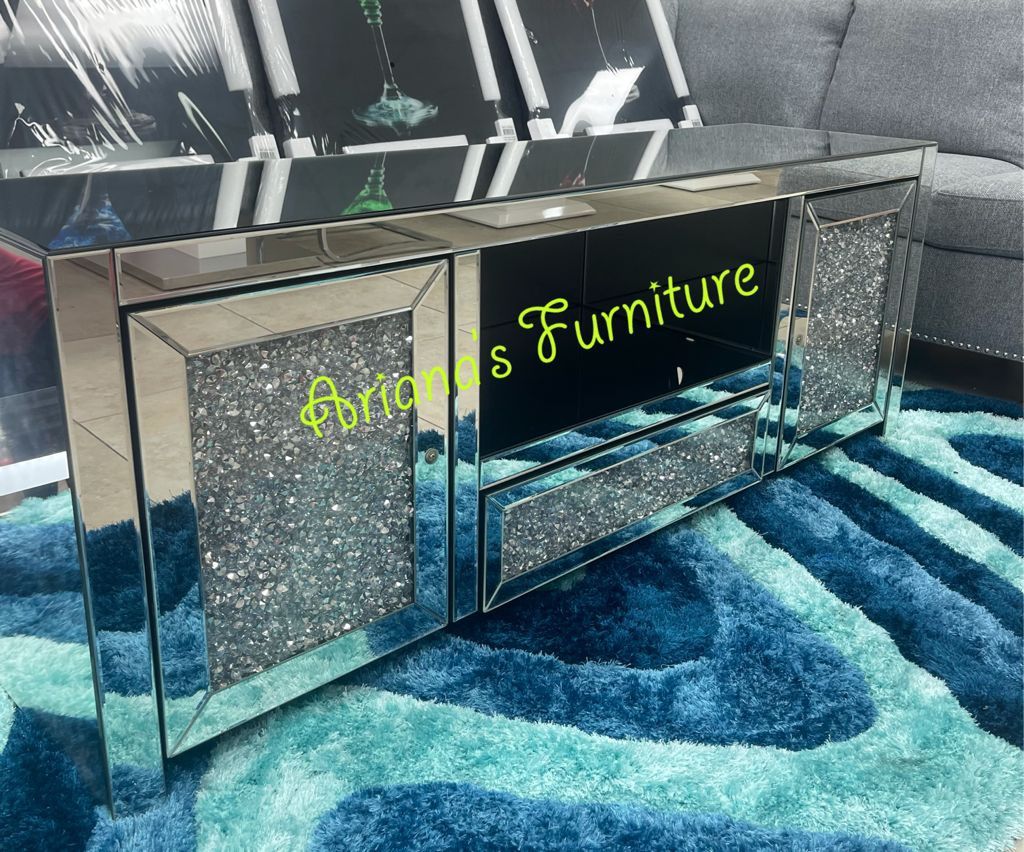 New T V Stand Encrusted Diamonds 59x16x22