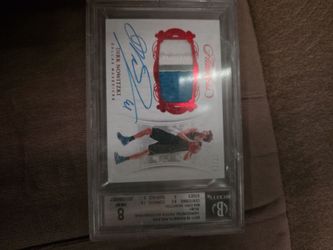 2017-18 Panini Flawless Horizontal Patch Autographs Ruby #HP-DN Dirk Nowitzki /15 (BGS 8)