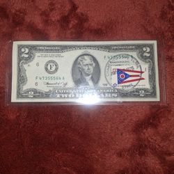 Stamped 2 Dollar Bill