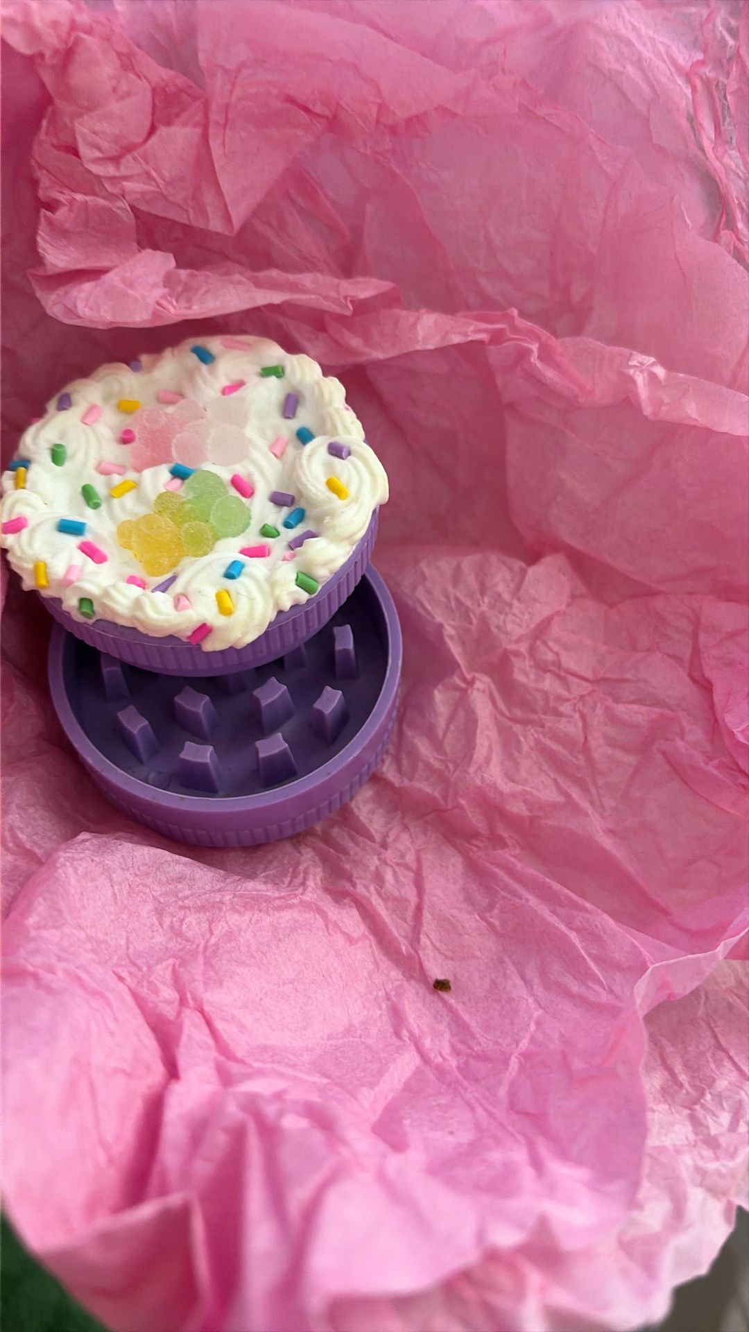Purple Grinder With Gummy Bear Deco On Top