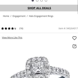 Neil Lane Princess Diamond Halo Wedding Ring 
