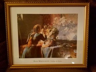 Visiting the Studio- gold framed print by Hans Mortelmans, 24x28 framed
