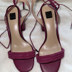 White House Black Market Size 8.5M Dark Pink Strappy Sandals 3.5 inch block/square heels