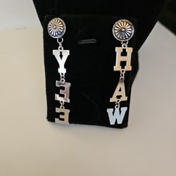 New Silver Yee Haw Earrings 