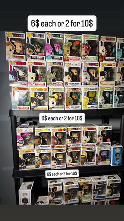 Funko pops 6$ each or 2 for 10$ or 320$ for the whole lot