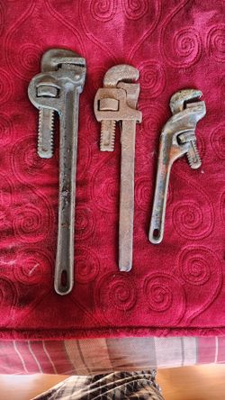 Vintage Pipe Wrenches Lot - RIDGID 10" Offset + 14" Stillson + 18" Heavy Duty As-Is