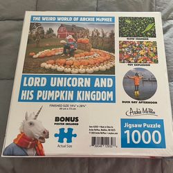 Archie McPhee Lord Unicorn And His Pumpkin Kingdom Jigsaw Puzzle