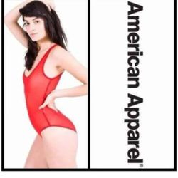 American Apparel Light Pink/Peach Mesh See Through Tank Bodysuit

