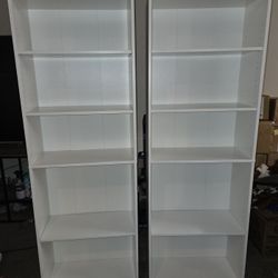 Set of 2 White Bookshelves – Adjustable Shelves – $60 OBO