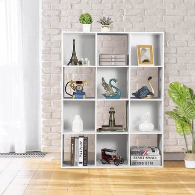 New 12 Cubes Storage Shelves Organizer Bookshelf Display Cabinet for Home Office White