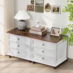 Set of 2, 24" Wide Farmhouse NightStands, White with vintage handles