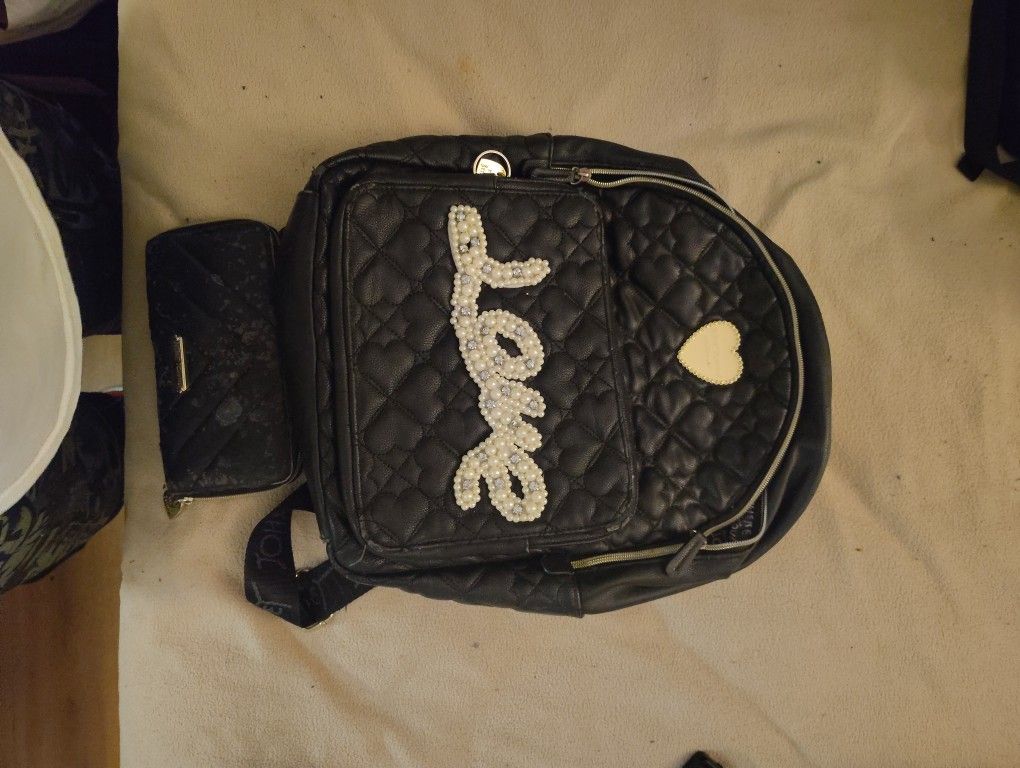 Betsey Johnson Backpack And Matching Wallet