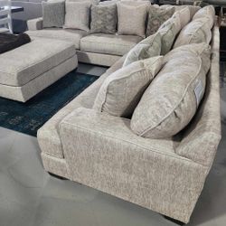 Rawcliffe Parchment Beige L Shaped Sectional Sofa /P