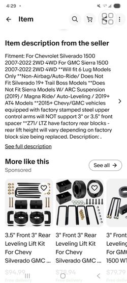 NEW Chevy and GMC  1(contact info removed)  leveling kit