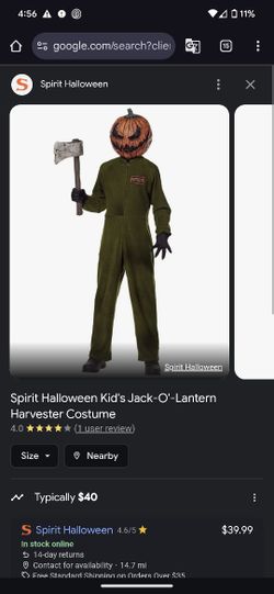 Spirit Halloween Harvester Costume