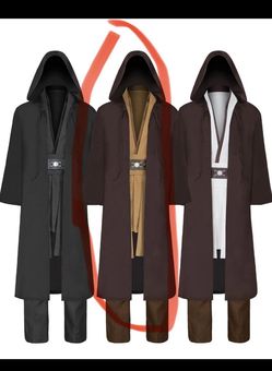 Men’s Jedi Hooded Brown Robe Cosplay Star Wars Halloween 2XL