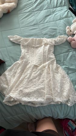 Urban outfitters ivory off the shoulder lace dress