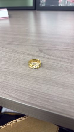 Gold-Tone Ring with Crystal Accents