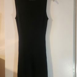 Nikibiki  Women's Size L Ribbed Sweater Dress With Rhinestone Collar - Black