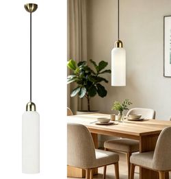 Nordic Modern Pendant Light with Milk Glass Shade, Kitchen Island Pendant Light with Adjustable Height, Modern Bubble Pendant, for Kitchen Dining Room