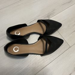 New black snakeskin print flats