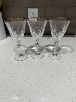 Vintage Genuine lead crystal wine glasses-set of 3