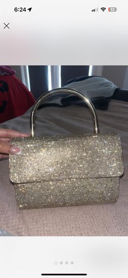 Gold Clutch Bag With Zip Pocket