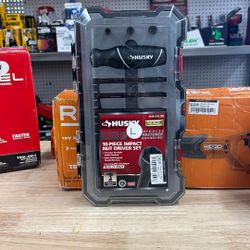 Husky BITE SAE Impact Ready Interchangeable Nut Driver Set with Cushion-Grip Handle (10-Piece)