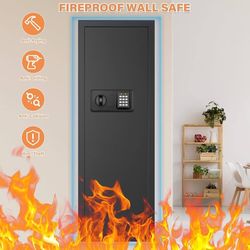 43.3" Tall Fireproof Wall Safes Between the Studs 16" Centers, Electronic Hidden Safe with Removable Shelf, Fireproof in Wall Safe for Money Jewelry P