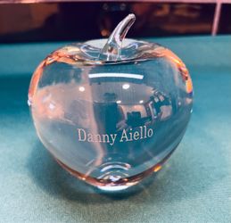 Beautiful and special piece! Tiffany & Co. Crystal Apple engraved with actor Danny Aiello from his estate.