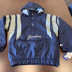 NEW YORK YANKEES STARTER  HALF ZIP BUTTON JACKET BRAND NEW WITH TAGS SIZE MEDIUM