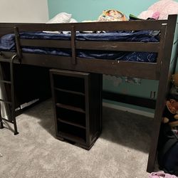 Solid Wood Rooms To Go Kids Loft Bed With Dresser And Shelf