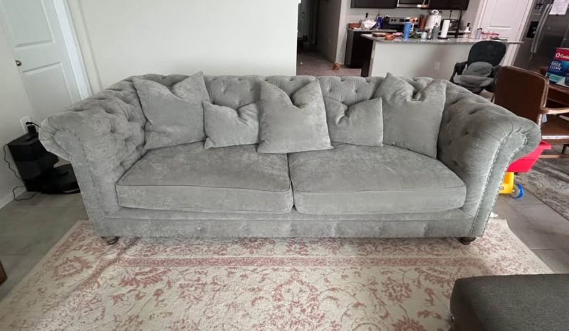 Comfy Grey Couch With Pillows
