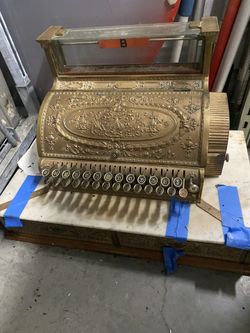 Vintage National Two Drawer Marble Top Register