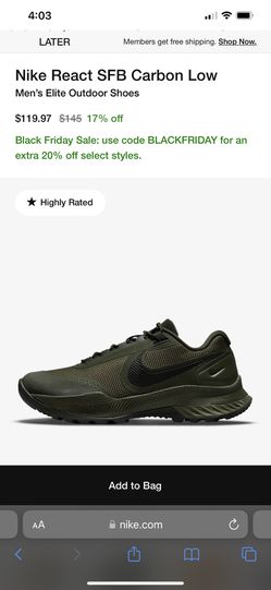 Nike React SFS Carbon Men's 10.5 CZ7399 Cargo Khaki/Medium Olive/Black/Sequoia NEW for Sale in Schenectady, NY -