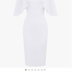 Large- GRACE KARIN Women 3/4 Ruffle Sleeve Slim Fit Business Pencil 3,762 Dress