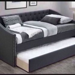 Brand New In Box Day Bed W/ Slats + Trundle  And 2 Mattresses. Pick Up  In  Long Beach